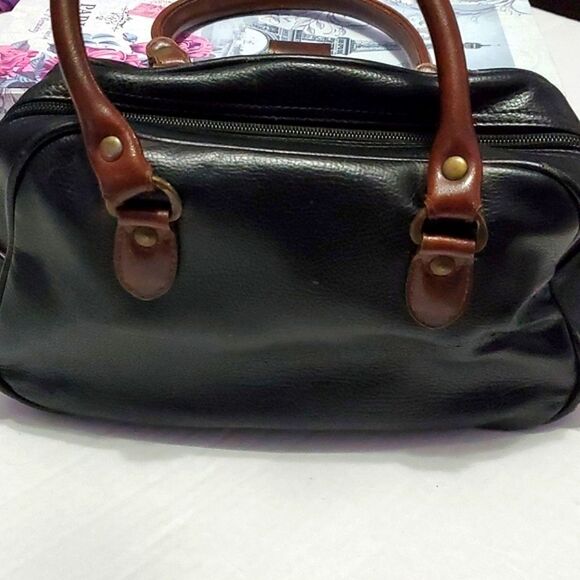 Black Pebbled Vegan Leather with Embossed Flowers Mini Handbag - Picture 3 of 10